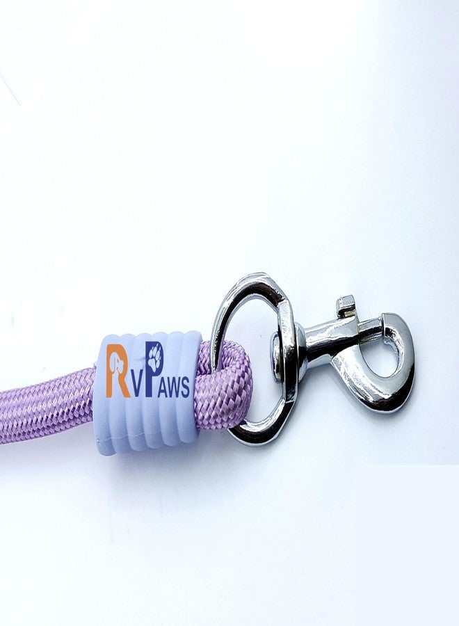 Pups&Pets طوق كلاب من Pups&Pets بطول 5 أقدام، ألوان كلاسيكية سادة، طوق كلاب من حبل نايلون قوي معزز بوصلة سلك مطاطي، مشبك فضي شديد التحمل، 12 مم (بنفسجي) - Image 5